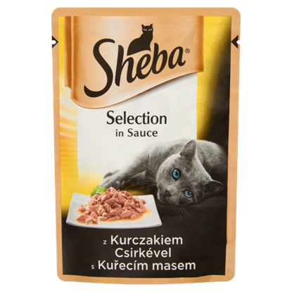 Kép Sheba Selection teljes értékű állateledel felnőtt macskák számára csirkével 85 g