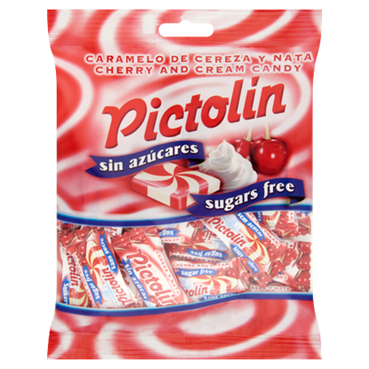 Pictolin cseresznye ízesítésű, tejszínes cukormentes cukorka édesítőszerrel 65 g