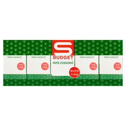 S-Budget papír zsebkendő 3 rétegű 10 x 10 db