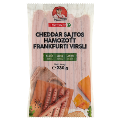 SPAR cheddar sajtos hámozott frankfurti virsli 230 g