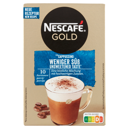 Nescafé Gold Cappuccino azonnal oldódó kávéspecialitás édes íz nélkül 10 x 12,5 g (125 g)