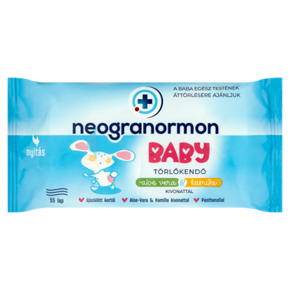 Neogranormon Baby törlőkendő aloe vera & kamilla kivonattal 55 db