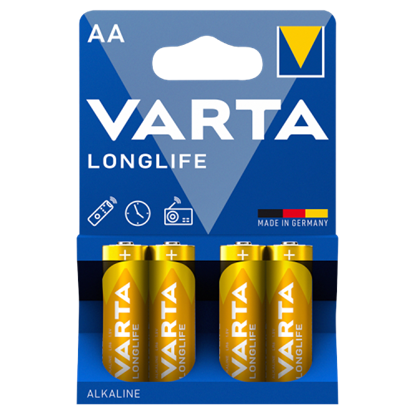 Varta Longlife AA LR6 1,5 V nagy teljesítményű alkáli elem 4 db