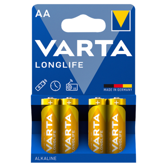 Varta Longlife AA LR6 1,5 V nagy teljesítményű alkáli elem 4 db