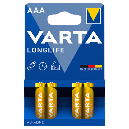 Varta Longlife AAA LR03 1,5 V nagy teljesítményű alkáli elem 4 db