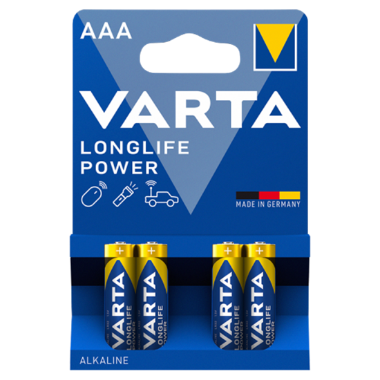 Varta Longlife Power AAA LR03 1,5 V nagy teljesítményű alkáli elem 4 db