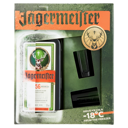 Jägermeister keserűlikőr díszdobozban 2 shot pohárral 35% 0,7 l