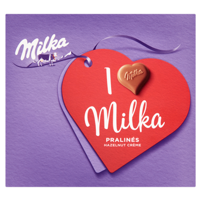 Milka alpesi tej felhasználásával készült tejcsokoládé praliné mogyorós krémtöltelékkel 110 g