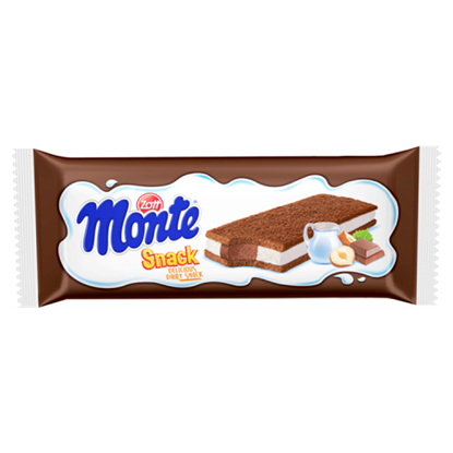 Zott Monte Snack tejes, csokoládés-mogyorós krémmel töltött sütemény 29 g