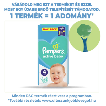 Pampers Active Baby Pelenka, Méret: 4, 58 db, 9kg-14kg