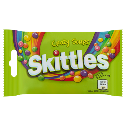 Skittles Crazy Sours savanyú gyümölcsízű cukordrazsé 38 g