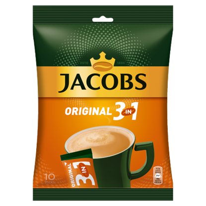 Jacobs Original 3in1 azonnal oldódó kávéitalpor cukorral, kávéfehérítővel 10 db 152 g