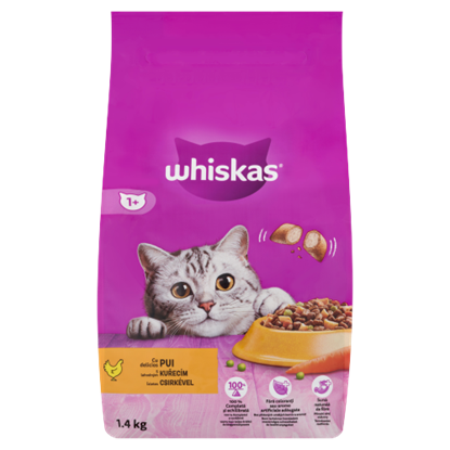 Whiskas 1+ teljes értékű szárazeledel felnőtt macskák számára csirkével 1,4 kg