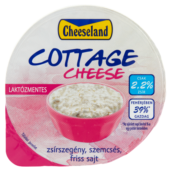 Cheeseland laktózmentes, zsírszegény, szemcsés friss sajt 150 g