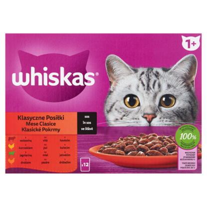 Whiskas 1+ teljes értékű nedves eledel felnőtt macskáknak 12 x 85 g (1,02 kg)