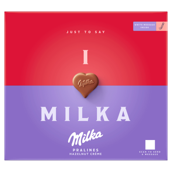 Milka alpesi tej felhasználásával készült tejcsokoládé praliné mogyorós krémtöltelékkel 110 g
