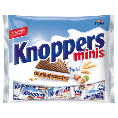 Knoppers Minis töltött ostya kakaós tejbevonóval félig mártva 200 g