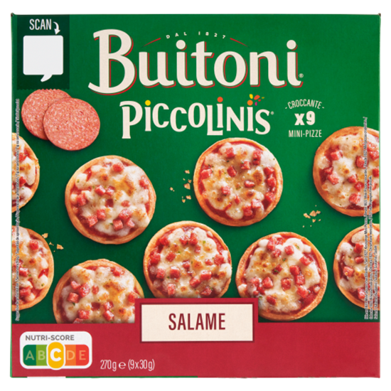 Buitoni Piccolinis Salame gyorsfagyasztott mini pizza 9 db 270 g