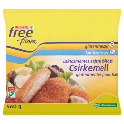 SPAR free from gyorsfagyasztott laktózmentes sajttal töltött csirkemell gluténmentes panírban 560 g