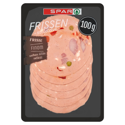 SPAR Frissen Szeletelve gluténmentes csirkehúsból készült termék zöldségfélékkel és sajttal 100 g