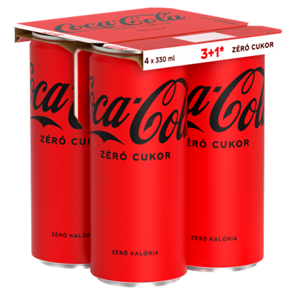 Coca-Cola Zero colaízű energiamentes szénsavas üdítőital édesítőszerekkel 4 x 330 ml