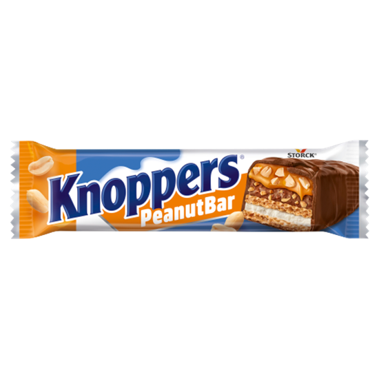 Knoppers Peanut Bar tejkrémmel, földimogyorókrémmel töltött, tejcsokoládéval bevont ostyaszelet 40 g