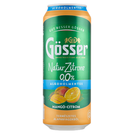 Gösser Natur Zitrone mangó-citrom ízű alkoholmentes sörital 0,0% 0,5 l doboz