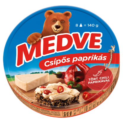 Medve csípős paprikás kenhető, félzsíros ömlesztett sajt 8 x 17,5 g (140 g)