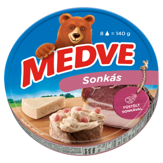 Medve sonkás kenhető, félzsíros ömlesztett sajt 8 x 17,5 g (140 g)