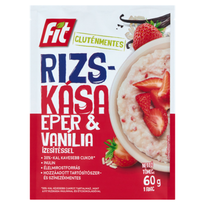 Fit gluténmentes rizskása eper & vanília ízesítéssel 60 g