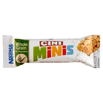 Nestlé Cini Minis fahéjas gabonapehely-szelet tejbevonó talppal vitaminokkal és kalciummal 25 g 