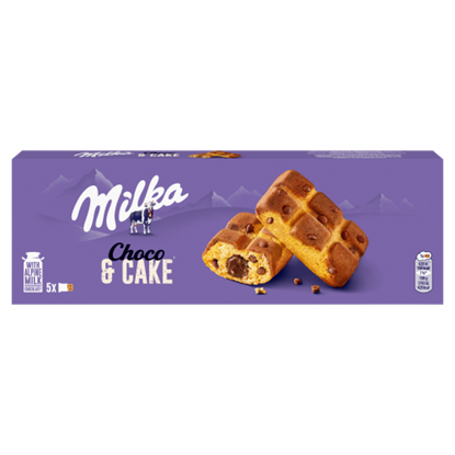 Milka Cake & Choc piskóta alpesi tejcsokoládé darabkákkal és csokoládés töltelékkel 5 db 175 g