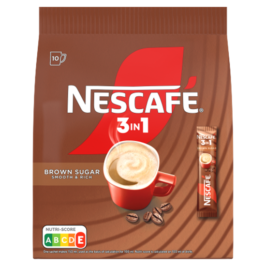 Nescafé 3in1 Brown Sugar azonnal oldódó kávéspecialitás barnacukorral 10 x 16,5 g (165 g)