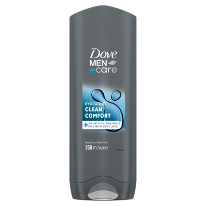 Dove Men+Care Hydrating Clean Comfort tusfürdő testre, arcra, hajra 250 ml