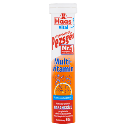 Haas Vital Multivitamin narancsízű pezsgőtabletta cukorral és édesítőszerekkel 20 db 80 g