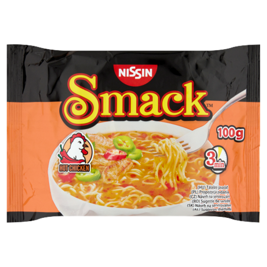 Nissin Smack csípős csirke ízű instant tésztaleves 100 g