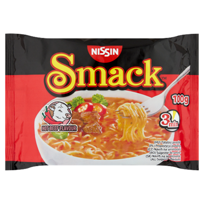 Nissin Smack csípős marha ízű instant tésztaleves 100 g