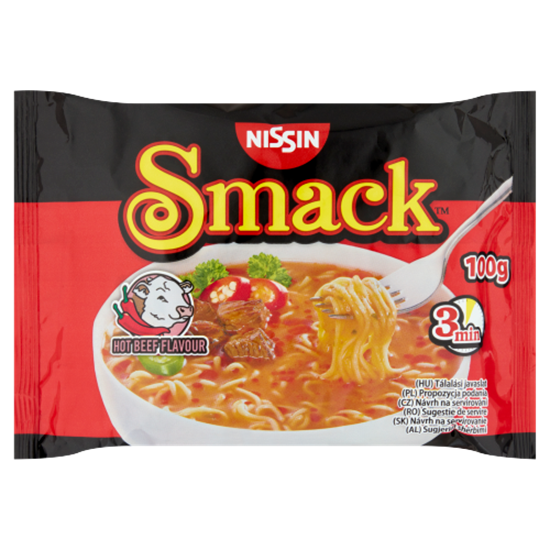 Nissin Smack csípős marha ízű instant tésztaleves 100 g