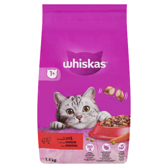 Whiskas teljes értékű állateledel felnőtt macskák számára marhahússal 1,4 kg