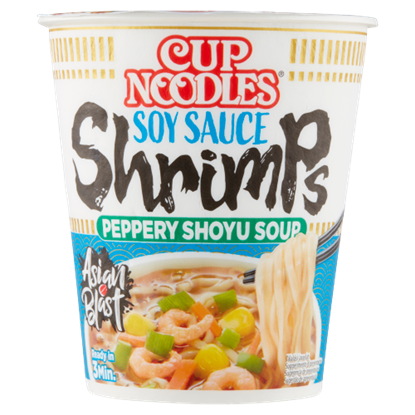 Nissin Cup Noodles instant tésztaleves, garnélarák ízesítéssel ázsiai módra 63 g