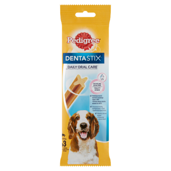 Pedigree DentaStix kiegészítő állateledel 10-25 kg-os, 4 hónapnál idősebb kutyák számára 3 db 77 g