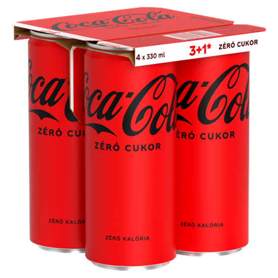 Coca-Cola Zero colaízű energiamentes szénsavas üdítőital édesítőszerekkel 4 x 330 ml