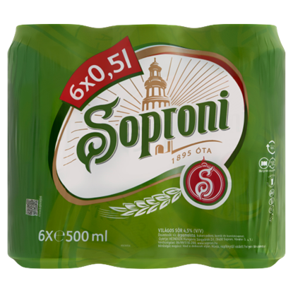 Soproni 6*0,5l dobozos sör