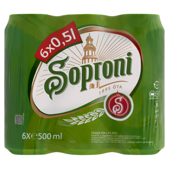 Soproni 6*0,5l dobozos sör