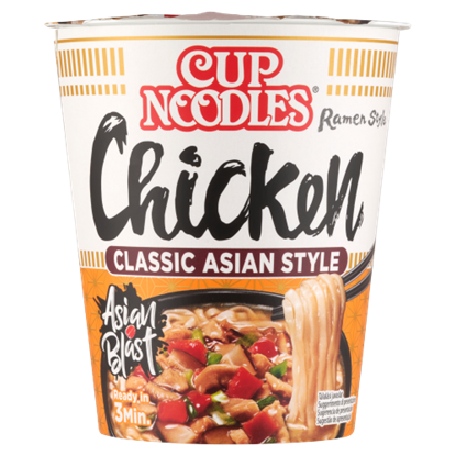 Nissin Cup Noodles instant tésztaleves, csirke ízesítéssel ázsiai módra 63 g