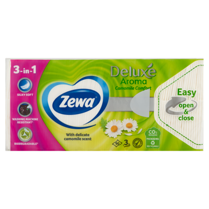 Zewa Deluxe Aroma Camomile Comfort illatosított papír zsebkendő 3 rétegű 90 db