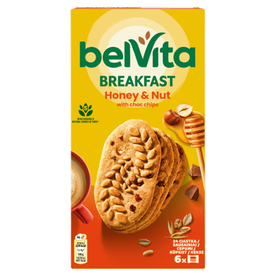 Belvita Original törökmogyorós és mézes, gabonás, omlós keksz csokoládédarabokkal 300 g