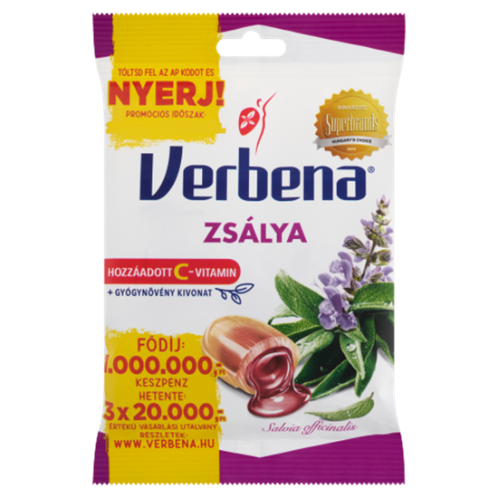 Verbena töltött keménycukorka mézzel, zsálya kivonattal és C-vitaminnal 60 g