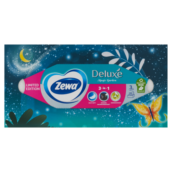 Zewa Deluxe Magic Garden dobozos illatmentes papír zsebkendő 3 rétegű 90 db