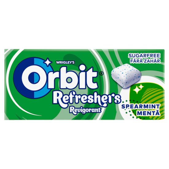 Orbit Refreshers Spearmint menta- és mentolízű cukormentes rágógumi édesítőszerrel 17,9 g